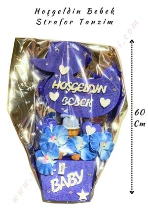 Hoşgeldin Bebek Strafor Tanzim Küçük 60 Cm - Mavi