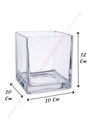 Kare Cam Vazo Dikdörtgen Mumluk Saksı 10*10*12 Cm YK-189