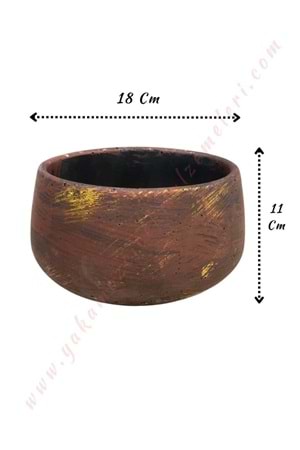 Kahverengi Beton Saksı Çap 18 Cm Yükseklik 11 Cm