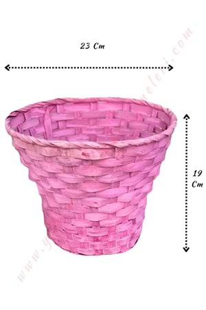 Örme Sepet Büyük Boy Çap 23 Cm Yükseklik 19 Cm YK-128 - Pembe