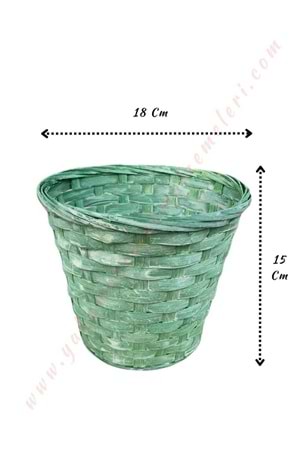 Örme Sepet Orta Boy Çap 18 Cm Yükseklik 15 Cm YK-127 - Yeşil