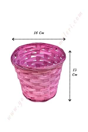 Örme Sepet Küçük Boy Çap 16 Cm Yükseklik 13 Cm YK-126 - Pembe