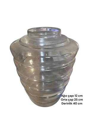 Cam Vazo Kovan Büyük 26*36 Cm Ağız Çapı 12 Cm