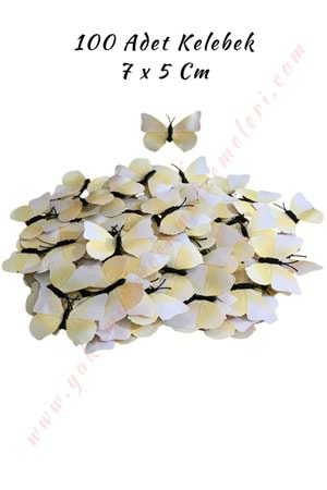 Dekor Kelebek 100 Adet Buket Teraryum Süsleme Malzemesi 7*5 Cm - Beyaz