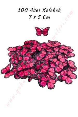 Dekor Kelebek 100 Adet Buket Teraryum Süsleme Malzemesi 7*5 Cm - Ebruli