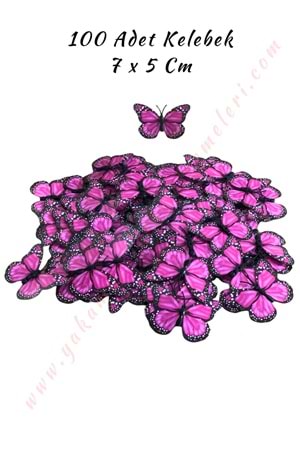 Dekor Kelebek 100 Adet Buket Teraryum Süsleme Malzemesi 7*5 Cm - Pembe