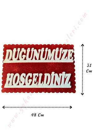 Strafor Simli Kapı Duvar Süsü - Düğünümüze Hoşgeldiniz Kare
