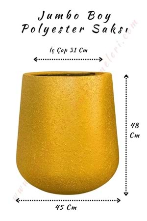 Jumbo Boy Polyester Saksı Çap 45 Cm Yükseklik 48 Cm - Altın - Gold
