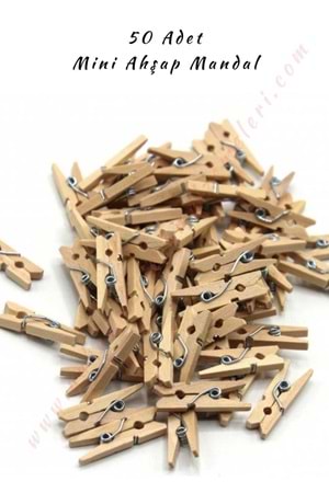Mini Ahşap Mandal Paket - 50 Adet