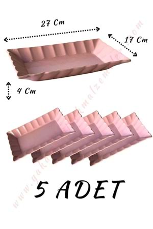 Dikdörtgen Seramik Aranjman Altlığı Tabak 5 Adet