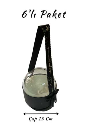 Şeffaf Kubbe Kapaklı Çiçek Hediye Kutusu YK-55-6 ADET - Kutu Modelleri - Vitrin Kutu - Siyah - STANDART