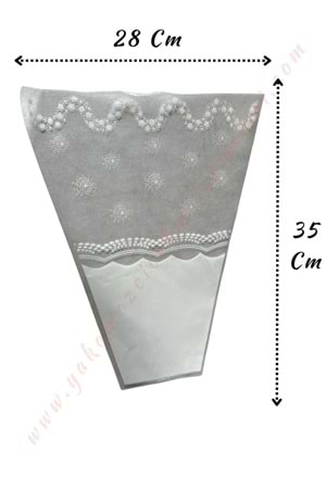Çiçek - Buket Paketleme Poşeti Desenli Beyaz 100 Adet 28*35 Cm YK-309