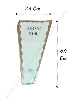 Çiçek - Buket Paketleme Poşeti Desenli 50 Adet 23*40 Cm YK-290 - Beyaz