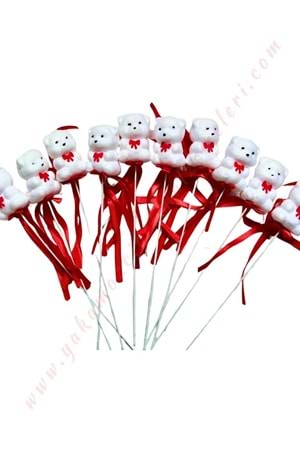 Çubuklu Strafor Ayıcık Küçük Boy 10 lu Paket 4 Cm Boy YK-355 - Beyaz