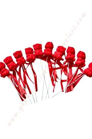 Çubuklu Strafor Ayıcık Küçük Boy 10 lu Paket 4 Cm Boy YK-355 - Kırmızı