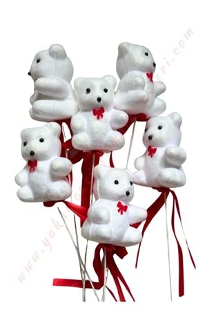 Çubuklu Strafor Ayıcık Orta Boy 6 lı Paket 7 Cm YK-357 - Beyaz