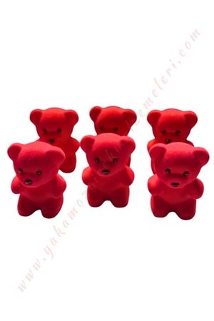 Strafor Ayıcık Küçük Boy 6 lı Paket Boy 8 Cm YK-354 - Kırmızı