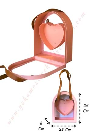 Deri Saplı Pencereli Çanta Kutu YK-325 - Pembe