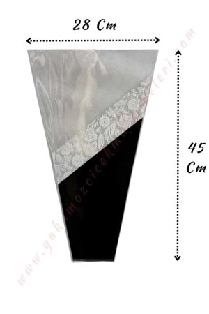 Çiçek - Buket Paketleme Poşeti Karanfil Desenli 50 Adet 28*45 Cm YK-278 - Siyah