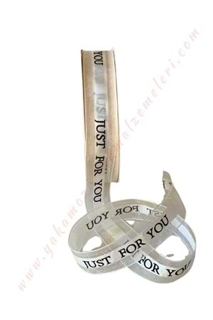 Just For You Yazılı Kurdele 2,5 Cm 38 Metre YK-403 - Beyaz