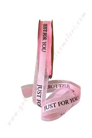Just For You Yazılı Kurdele 2,5 Cm 38 Metre YK-403 - Pembe
