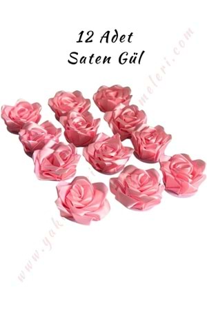 Saten Gül 12 li Paket YK-424 - Pembe