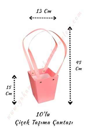Kraft Çiçek Taşıma Çantası 10 Adet ÇANTA35 - Açık Pembe
