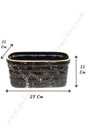Dikdörtgen Seramik Orkidelik 27*13*13 Cm - Siyah