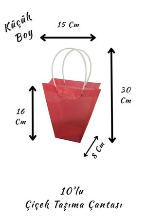 Renkli Çiçek Taşıma Çantası 10 lu Küçük Boy YK-623 - Taşıma Çantası Modelleri - Plastik - Pembe - KÜÇÜK BOY