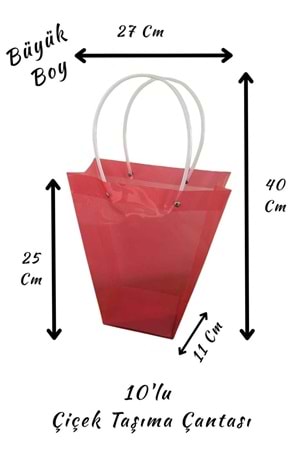 Renkli Çiçek Taşıma Çantası 10 lu Büyük Boy YK-623 - Taşıma Çantası Modelleri - Plastik - Pembe - BÜYÜK BOY