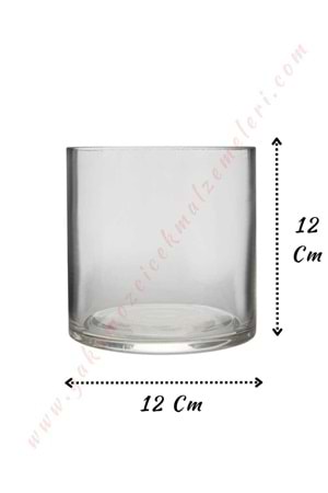 Silindir Cam Vazo - Kalın - Çap 12*12 Cm Boy - 6 lı Koli