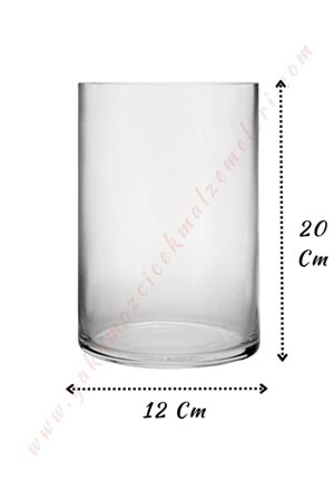 Silindir Cam Vazo - Kalın - Çap 12*20 Cm Boy - 6 lı Koli