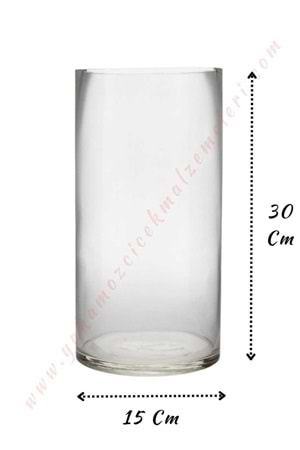 Silindir Cam Vazo - Kalın - Çap 15*30 Cm Boy - 6 lı Koli