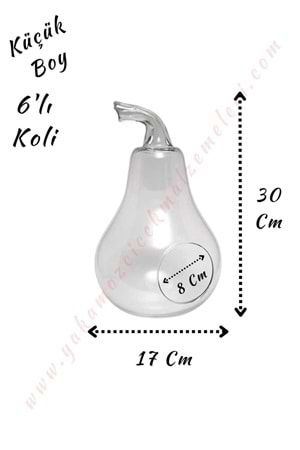 Cam Teraryum Armut Küçük Boy 17*30 Cm Ağız Çapı 8 Cm 6 Lı Koli - Armut
