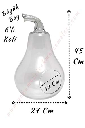 Cam Teraryum Armut Büyük Boy 27*45 Cm Ağız Çapı 11 Cm 6 Lı Koli - Armut