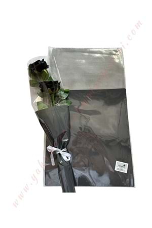 Çiçek - Buket Paketleme Poşeti Yazılı 20 Adet 29*50 Cm YK-267 - Siyah