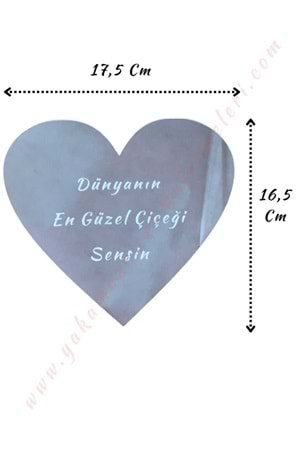 Pleksiglas Buket Süsleme Aynası 17,5 Cm En x 16,5 Cm Boy - Dünyanın En Güzel Çiçeği Gümüş