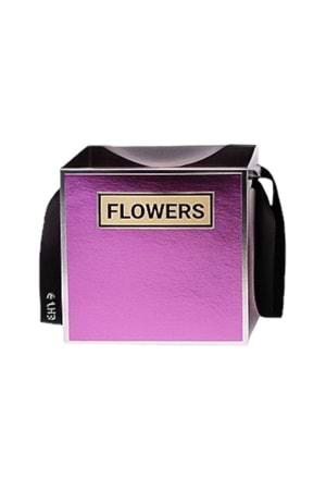 10 Adet Kumaş Saplı Karton Çiçek Kutusu Büyük Boy 18*18*18 Cm - Mor