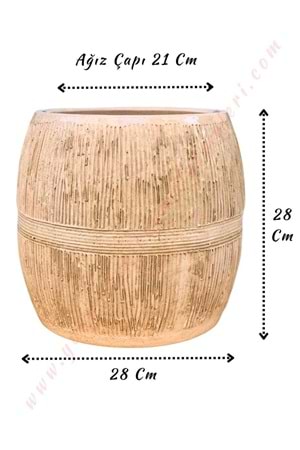 Seramik Eskitme Fıçı Saksı Çap 28 Cm Boy 28 Cm