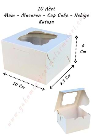 Mum Kutusu Pencereli Cup Kek Makaron Sunumuna Uygun 10*6 Cm 10 Adet
