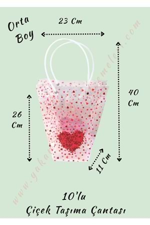Kalpli Çiçek Taşıma Çantası 10 Adet Orta Boy YK-2915