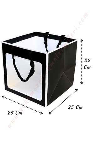 Pencereli Çiçek - Pasta Taşıma Çantası 10 Adet 25*25*25 Cm YK-2948