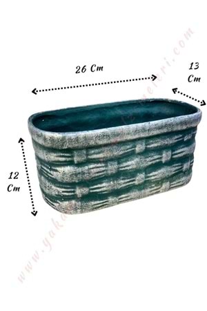 Eskitme Hasır Desenli Seramik Vazo 26*13*12 Cm
