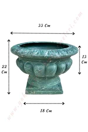 Helenistik Ayaklı Seramik Vazo Yeşil Çap 33 Boy 22 Derinlik 13 Cm