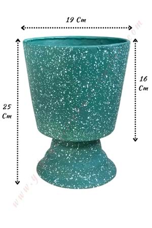 Ayaklı Seramik Vazo Yeşil Çap 19 Boy 25 Cm Derinlik 16 Cm