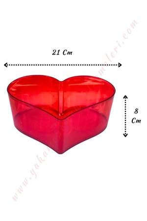 Plastik Mika Kalp Aranjman Altlığı 21*14*8 Cm - Kırmızı
