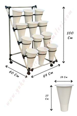 Çiçek Standı 12 li Beyaz Kovalı YK-427
