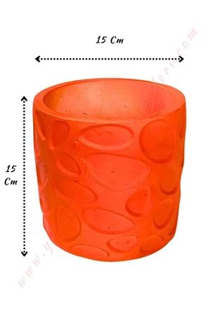 Kabartmalı Seramik Orkide Saksısı 15*15 Cm - Turuncu