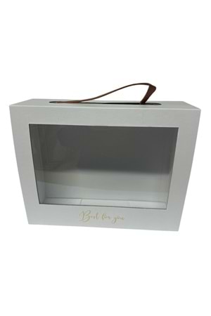 Kutu Dikdörtgen Pencereli 30*24*10 cm - Kutu Modelleri - Vitrin Kutu - Beyaz