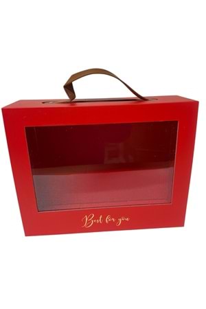 Kutu Dikdörtgen Pencereli 30*24*10 cm - Kutu Modelleri - Vitrin Kutu - Kırmızı